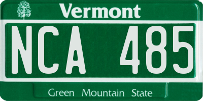 VT license plate NCA485