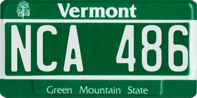 VT license plate NCA486
