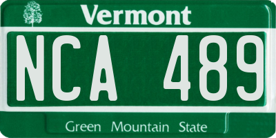 VT license plate NCA489