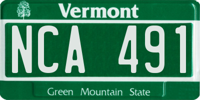 VT license plate NCA491