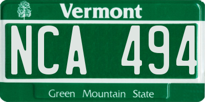 VT license plate NCA494