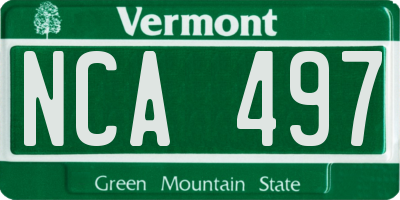 VT license plate NCA497