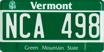 VT license plate NCA498
