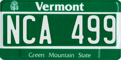 VT license plate NCA499