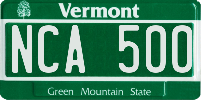 VT license plate NCA500