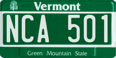 VT license plate NCA501