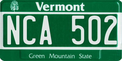 VT license plate NCA502