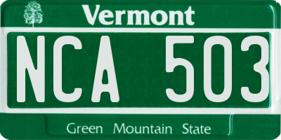 VT license plate NCA503