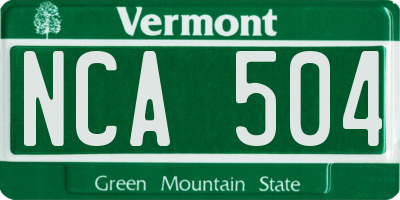 VT license plate NCA504