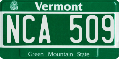 VT license plate NCA509