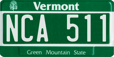 VT license plate NCA511