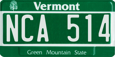 VT license plate NCA514