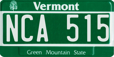VT license plate NCA515