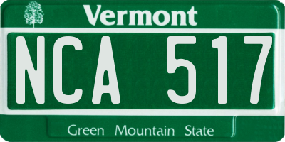 VT license plate NCA517