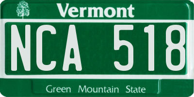 VT license plate NCA518
