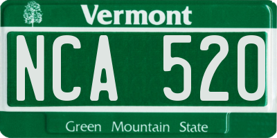VT license plate NCA520