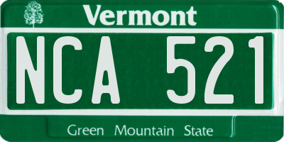 VT license plate NCA521