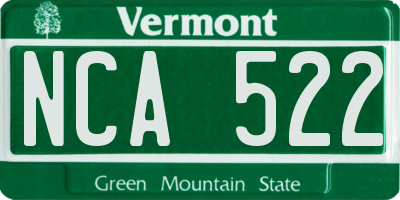 VT license plate NCA522