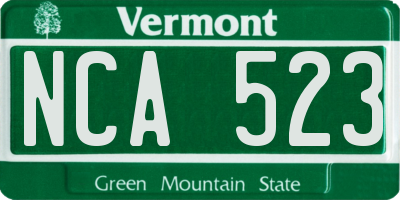 VT license plate NCA523