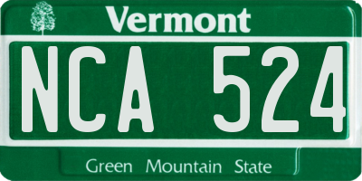 VT license plate NCA524
