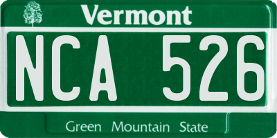 VT license plate NCA526