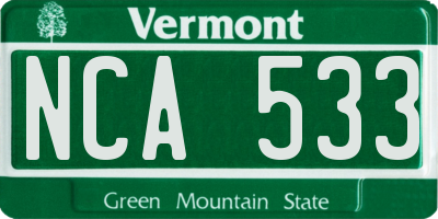 VT license plate NCA533