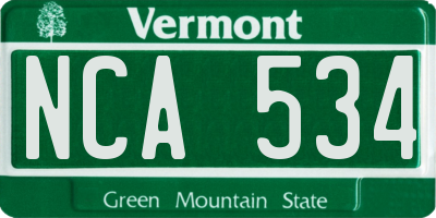 VT license plate NCA534