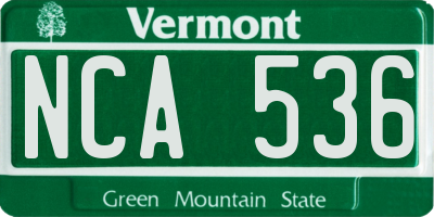 VT license plate NCA536
