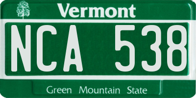 VT license plate NCA538