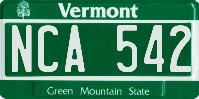 VT license plate NCA542