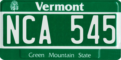 VT license plate NCA545