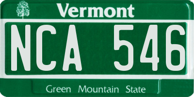 VT license plate NCA546