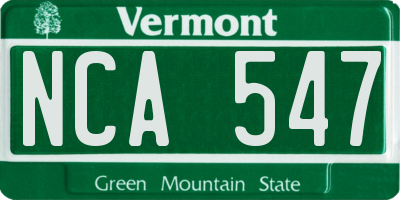 VT license plate NCA547