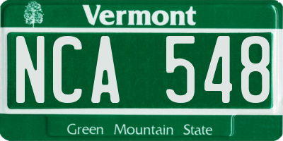 VT license plate NCA548