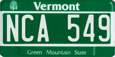 VT license plate NCA549