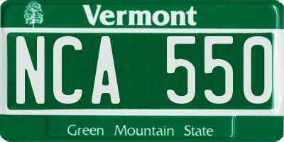 VT license plate NCA550