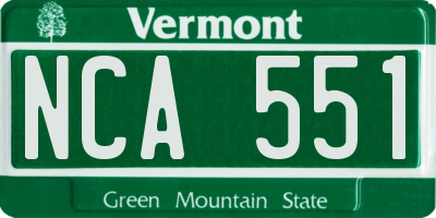 VT license plate NCA551