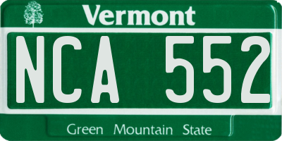 VT license plate NCA552