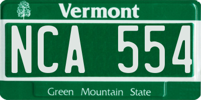 VT license plate NCA554
