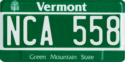 VT license plate NCA558