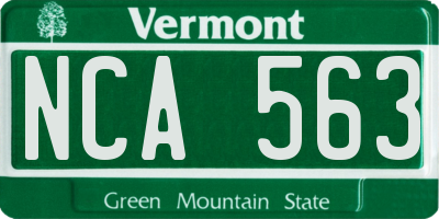 VT license plate NCA563