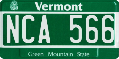 VT license plate NCA566