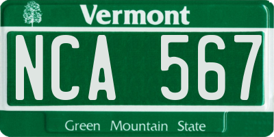 VT license plate NCA567