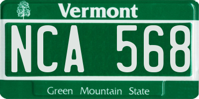 VT license plate NCA568