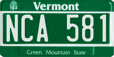 VT license plate NCA581