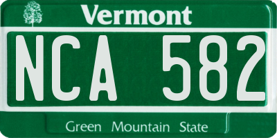 VT license plate NCA582
