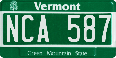 VT license plate NCA587