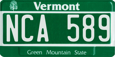 VT license plate NCA589