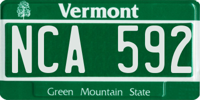 VT license plate NCA592