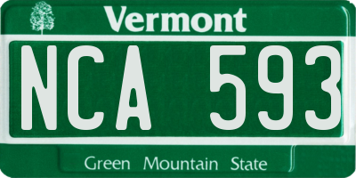 VT license plate NCA593